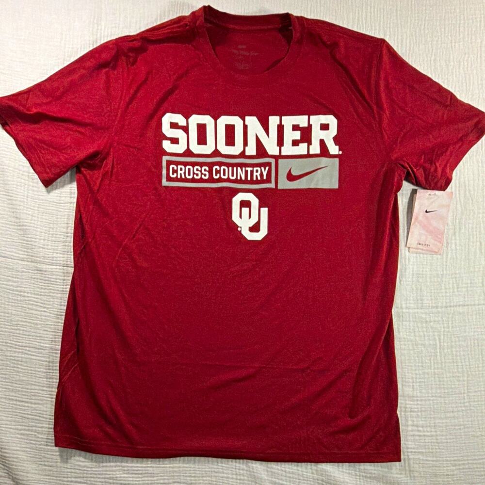 Nike Oklahoma Sooners Cross Country Dri-FIT Red Shirt Menโs Size L